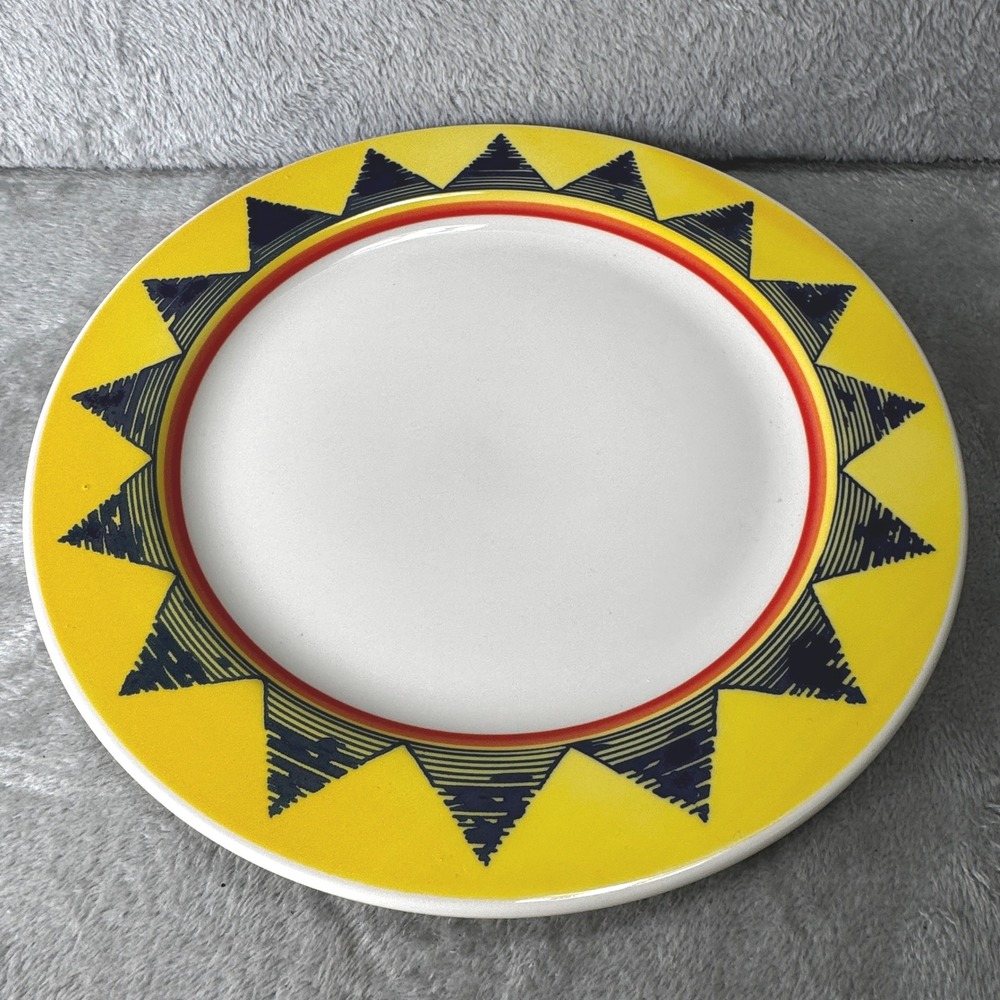 Homer Laughlin Sunburst Salerno Dinner Plate Platter Yellow Geometric USA - Picture 2 of 8